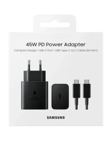 شارژر سامسونگ مدل EP-T4510 توان 45 وات سه پین همراه کابل اورجینال باگارانتی 18 ماهه شرکتی